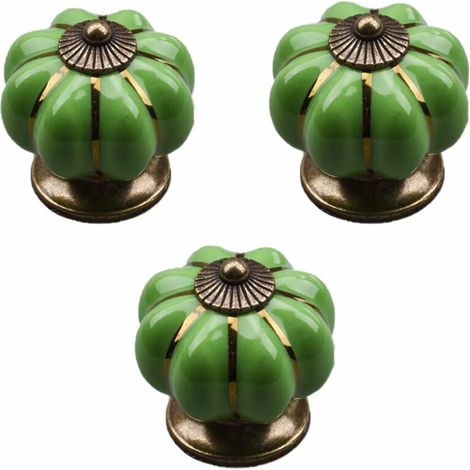 royaluxe - 3 Pcs Boutons Vintage De Citrouille En Céramique 40x40mm(Diamètre x Hauteur) , Poignee De Meuble Antique, Boutons De Portes Tiroirs Poignée De Traction Avec Vis Pour Cuisine Placard, Commod (1/5)