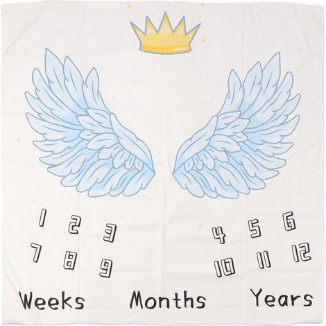 Couverture bébé jalons, douce et lavable, motif couronne et ailes, accessoire photo bébé (1/5)