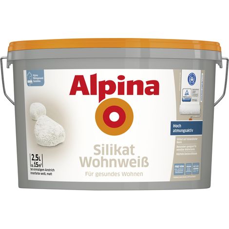 Alpina Silikat Wohnweiß Wandfarbe 2,5 L (1/3)
