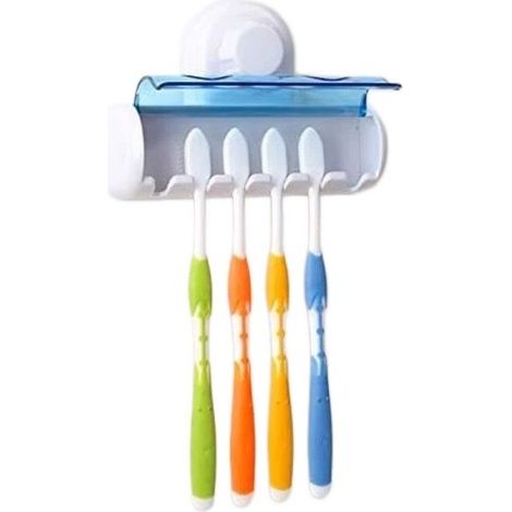 Porte-brosses à dents à ventouse en ABS pour 6 brosses, organisateur mural pour salle de bain (1/4)