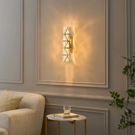 Goldene Wandleuchte aus Metall mit dekorativen LED-Kristallen - Dalina (1/5)