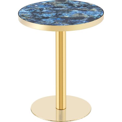 Table d'appoint ronde effet marbre avec bord doré (1/5)