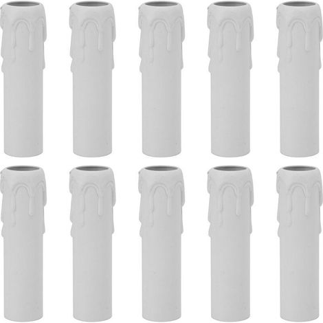 Paquet de 10 bougies gouttes gouttes en plastique couvre les tubes pour lustre lumière pendants luminaires blanc (1/5)