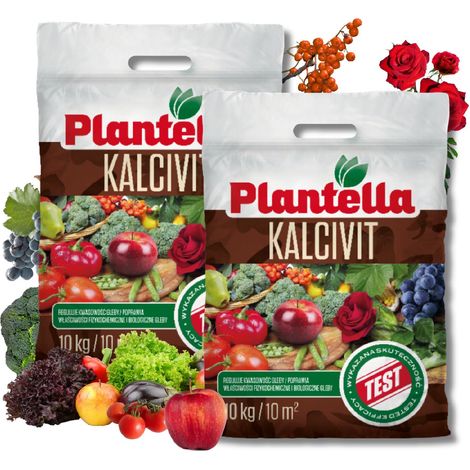 PLANTELLA Granulierter Kalkdünger zur Entsäuerung von Rasenböden 10 kg x 2