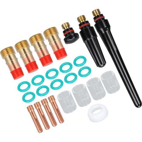 Jeu de consommables TIG pour torche WP-17 WP-18 WP-26 : électrodes, pinces, buses en verre, rondelles, pièces détachées de soudure. (1/5)