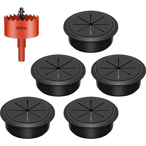 6Pcs 2 Pouces (50mm) Caoutchouc Bureau Grommet avec scie à Trou, Cable Grommet Flexible, Couverture de Trou de câble de Bureau, Couverture de Trou de Fil, de Cordon de pour la (1/5)