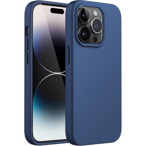 Handyhülle Silikon iPhone 14 Pro Stoßfest Mikrofaserfutter Kobaltblau (1/5)