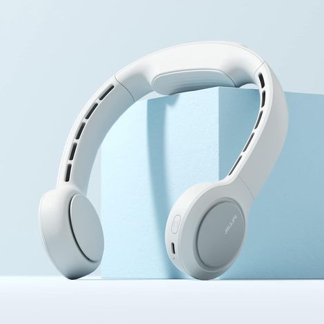 Ventilateur de cou sans pales, 4500mAh rechargeable USB, silencieux et étanche, gris sidéral, maintien cervical portable (1/5)