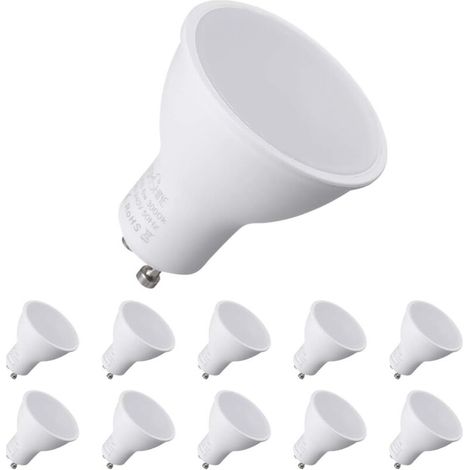 GU10 LED Bulb, 7W, 70W Halogen Bulb Equivalent, 550ml, Warm White 3000K, 120° Wide Beam, Spot LED Bulb, 10 Pack [Energy Class A++] [Energy Class F]