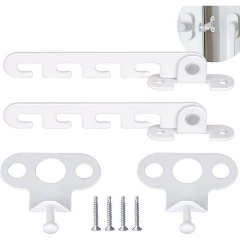reno – Verrou de fenêtre à battant 2 PCS – Acier inoxydable blanc – Installation facile avec vis – Sécurise l'ouverture à 4 angles (1/5)