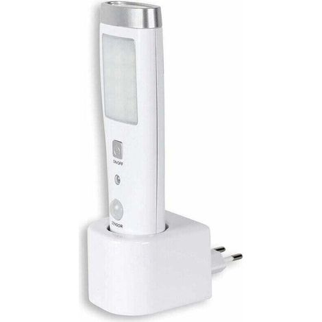 (Bianco) Torcia di emergenza con sensore di movimento, rilevamento angolo 60°, 15 LED, batteria ricaricabile -Crezuo