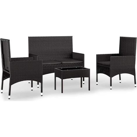 Maison Exclusive - 4-tlg. Garten-Lounge-Set mit Kissen Schwarz Po