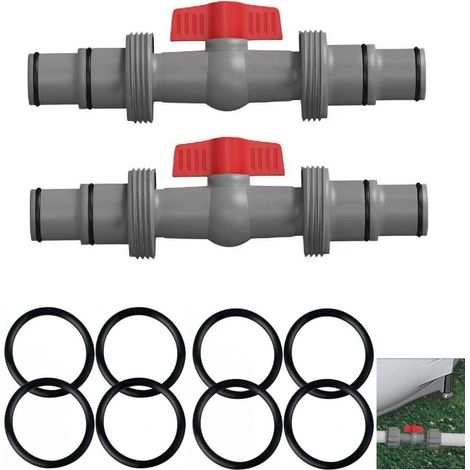 Accessoires de piscine - Robinet d'arrêt de 32 mm vers 38 mm - Adaptateur de tuyau de piscine - Robinet d'arrêt - Vanne d'arrêt - Robinet à boisseau sphérique - Pour tuyau de 32/38 mm de diamètre (1/5)