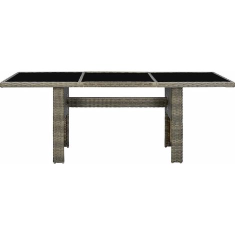 Maison Exclusive - Table de jardin Marron Résine tressée et verre trempé (1/5)