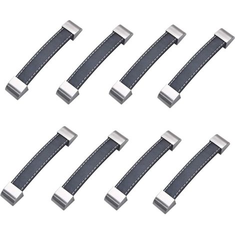 Juego de 8 tiradores para armarios, cajones y puertas, de piel sintética suave, para puertas de armarios, alacenas y maletas, 128 mm.