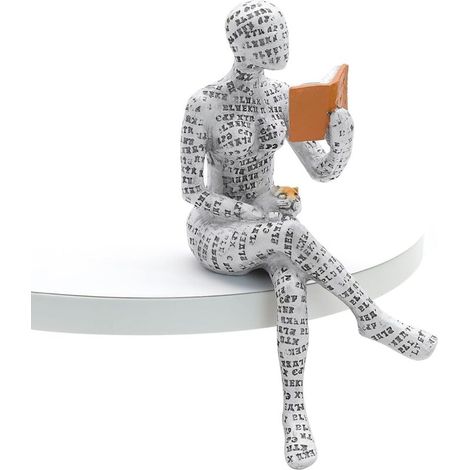 Statue Femme en Lecture Résine Moderne, Statuette Décoration Étagère Livre, Cadeau Littéraire, Ornement Salon Maison (B) (1/5)