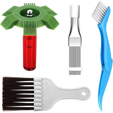 Brosse de nettoyage pour condenseur de climatiseur, kit de nettoyage pour climatiseur split (4 pièces), brosse de nettoyage pour ailettes de climatiseur (1/5)