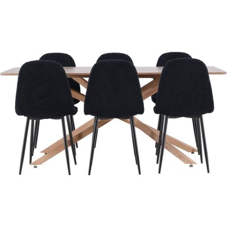 Piazza Essgruppe Tisch 90x180cm und 6 Stühle mocca, schwarz.