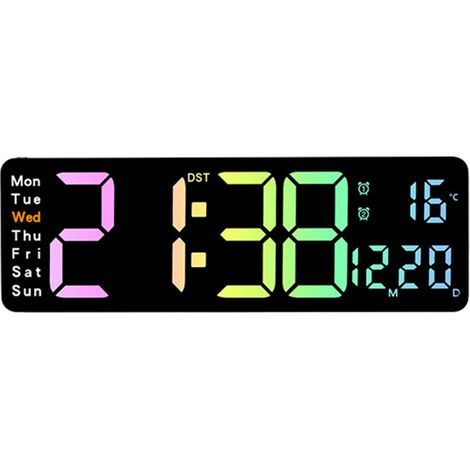 Horloge murale numérique moderne 12 pouces, réveil LED avec-B (1/5)