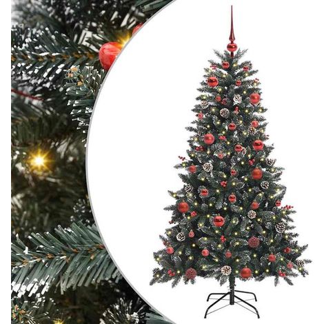 Sapin de Noël artificiel vert, 150 cm, en PVC, plastique et acier. (1/5)