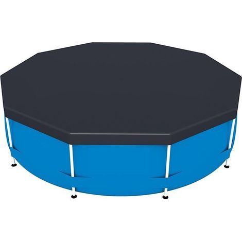 Housse de protection pour piscine gonflable, housses d'hiver et d'été, ronde, diamètre 305 cm, couleur noire, avec tige de support (1/5)