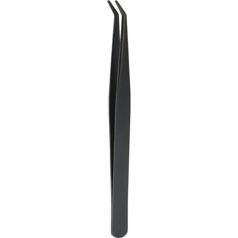 Pince à cils professionnelle en acier inoxydable courbée pour extension de faux cils, noire (1/5)