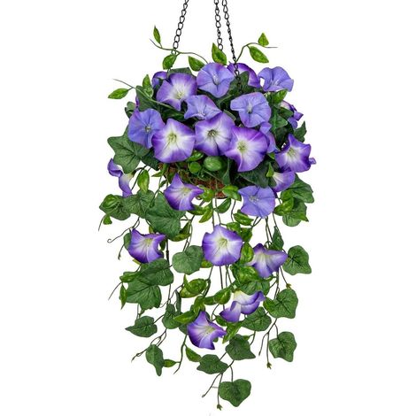 Kunstblumen Morning Glory Hängeampel 70 cm Mittel Blau (1/5)
