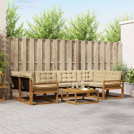 vidaXL Outdoor-Sofagarnitur mit Kissen 7 pcs Natur und Beige (1/5)