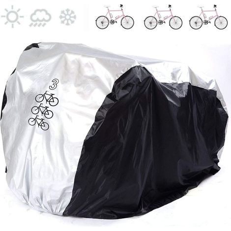 Housse Velo Exterieur Anti-UV Protection Poussière Résistant Impermeable Pluie pour de Vélo Bicyclette Cycle Scooter Couvre Route Montagne étanche Housse de Vélo - L(pour 3 vélo) (1/5)