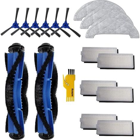 Kit d'accessoires de rechange pour aspirateur robot Ultenic D5s Pro D5s Pro+ D5s D5 17 packs 2 brosses principales et 6 filtres et 6 brosses latérales et 3 chiffons de vadrouille (1/5)