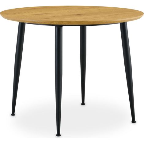 Table à manger ronde 4 personnes NERVERS chêne/noir