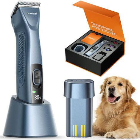 Tondeuse pour Chiens 2batterie à Poils long epais, Tondeuse Chiens et Chats puissante, 2 Vitesses Silencieuse pour Animaux à Poils EpaisLongsBouclés, Batterie Amovible. (1/5)