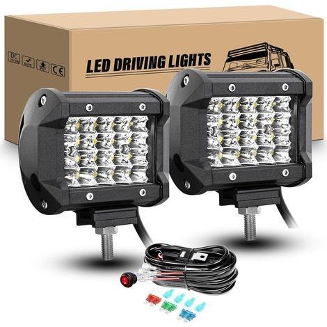 2PCS Projecteur LED 60W 4 Pouces Kit Faisceau 12V Étanche IP67 Pour Voiture Camion Tracteur (1/5)
