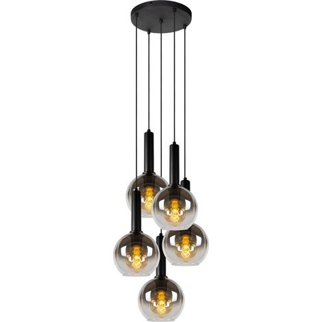 Lucide MARIUS - Pendelleuchten - Ø 55 cm - 5xE27 - Schwarz (1/5)