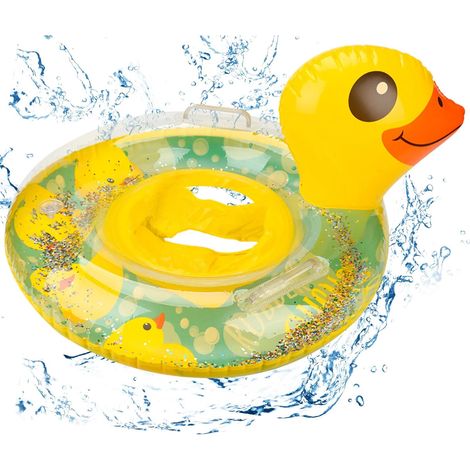 Flotteur de natation pour bébé avec siège et poignée, bateau flottant pour piscine en forme de canard, flotteur gonflable pour bébé, anneau de natation pour bébés, tout-petits, entraînement d'été