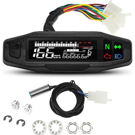 Motorrad-Tachometer, Öldruckanzeige, Drehzahlmesser, universelle digitale Instrumente, Sofort-Kombiinstrument, Blinker (1/5)