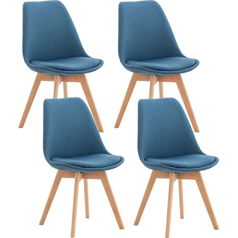Set 4 Sedie Pranzo Linares blu Tessuto