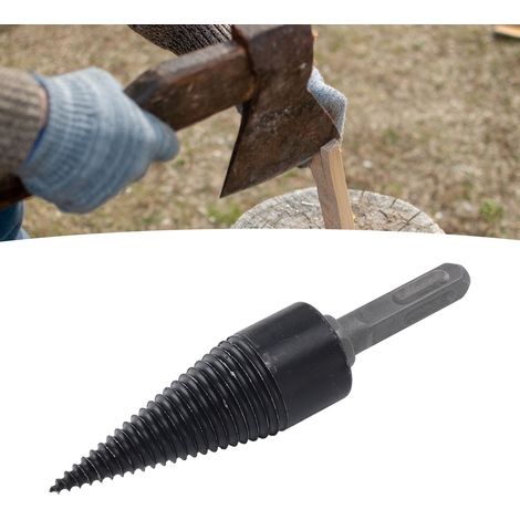 Foret à Bois pour Scie à Bûches Outil de Fendage Cône de Fendage pour Perceuse Électrique Percussion Diamètre 32mm avec Trois Tiges de Connexion - KZQ (1/5)