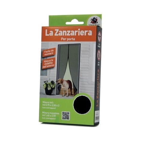 SET 2 TELI ZANZARIERA 75XH250CM NERA PER PORTA