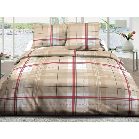 Housse de couette 220x240 + 2 taies Pur coton 57 fils - Bristol Rouge (1/2)