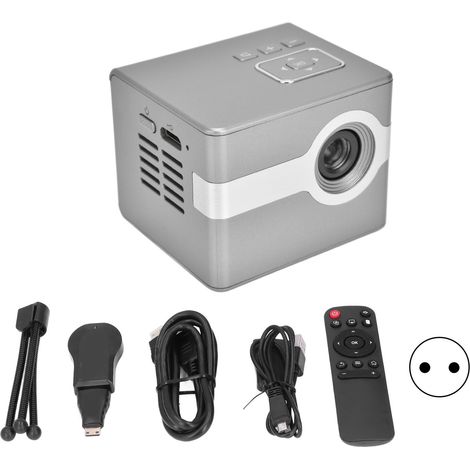 Tragbarer Mini-DLP-C50-HD-Projektor für Heimkino mit Fernbedienung, PC-/TV-kompatibel, 100–240-V-EU-Netzteil (1/5)