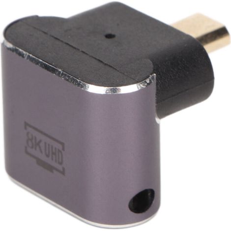 Un adaptador HDMI en ángulo de 90 grados con conexión magnética garantiza una conexión segura, los indicadores luminosos muestran el estado de funcionamiento y un diseño perforado facilita una disipac