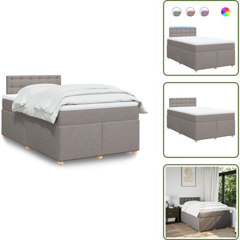The Living Store Sommier à lattes de lit avec matelas taupe 120x190 cm tissu - Matelas à ressorts ensachés (1/5)