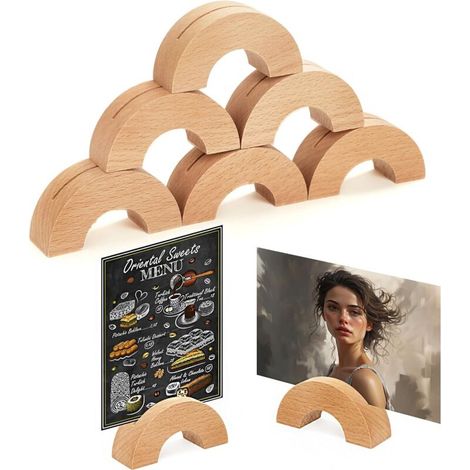 porte-cartes de table en bois, porte-photos, porte-menus en bois format A6 pour restaurants, porte-numéros de table en bois pour mariages, banquets et fêtes (6 pièces) (1/5)