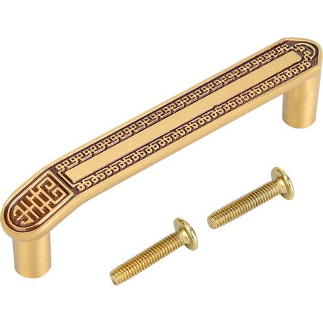 Poignée De Placard - Laiton Massif Antique - 110MM Entraxe - Pour Armoire Et Tiroir - Lot De 1 (1/5)