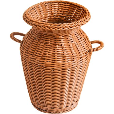 Vase En Verre Ronde - Tressage Imitation Rotin - Décoration De Table Mariage Et Intérieur - 23 X 15 X 15 Cm - 1 Pièce (1/5)