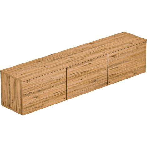 Meuble TV mural suspendu avec LED et portes 160 cm Neon V2 - bois neutre (1/5)