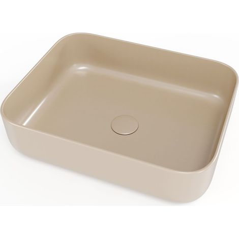 Swiss Aqua Technologies – Vasque à poser 50x39 cm sans trop-plein – Marron mat – SATINF5039LBRM – Céramique durable et facile à nettoyer (1/5)