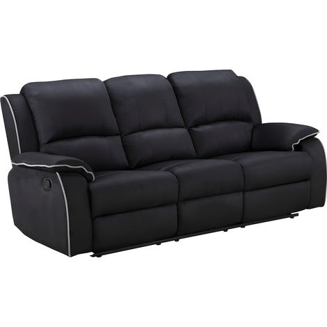 Canapé 3 places et un fauteuil relax en microfibre HERNANI - Noir