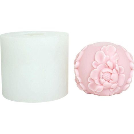 Moule à bougie 3D en forme de pivoine, moule en silicone pour savon artisanal